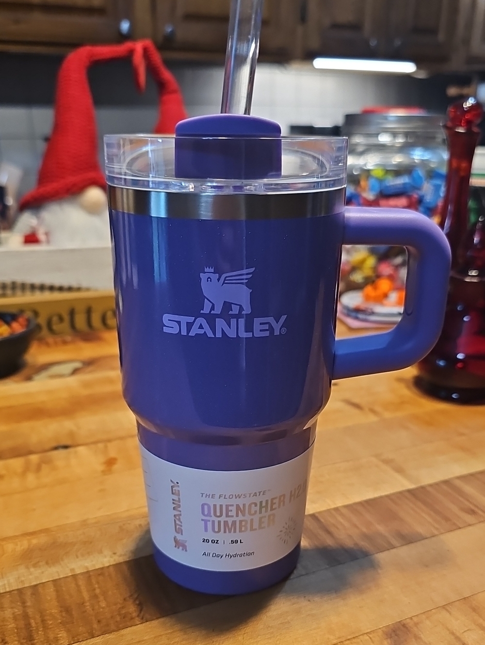 Stanley Purple Insulated Tumbler with Handle and Straw 20 Oz Dahlia Shimmer